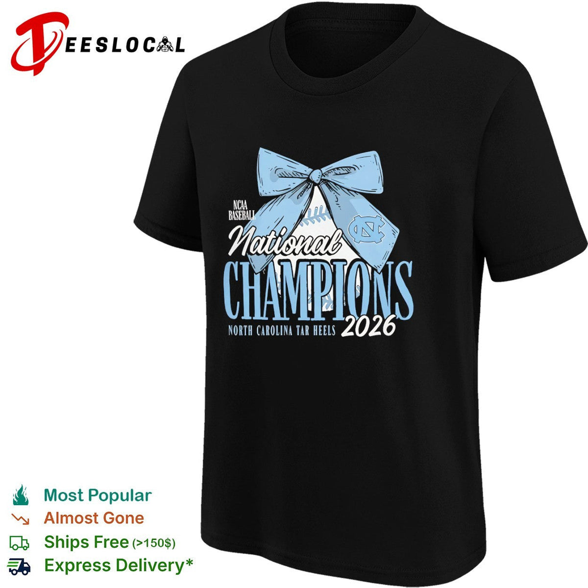 NCAA Baseball National Champions 2026 North Carolina Tar Heels Bow Ribbon shirt Unisex