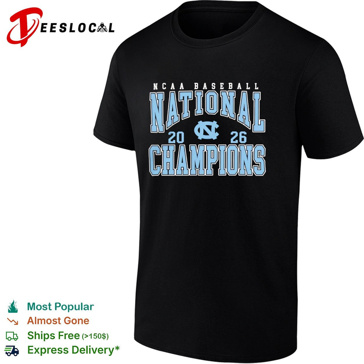 NCAA Baseball National Champions 2026 North Carolina Tar Heels logo shirt Unisex