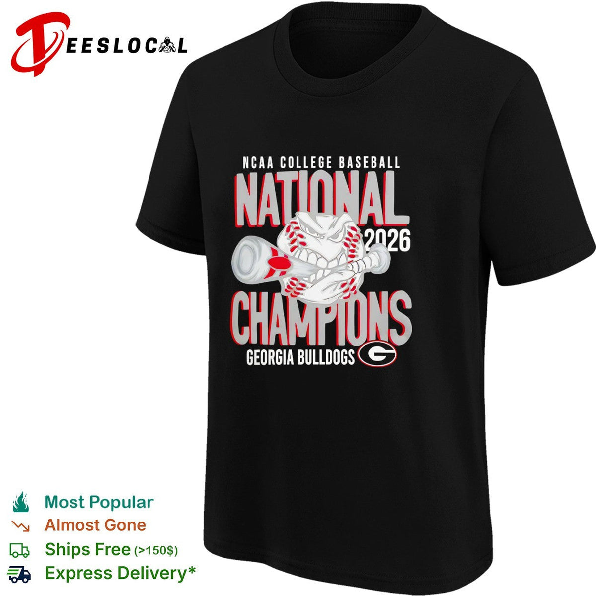 NCAA College Baseball National Champions 2026 Georgia Bulldogs shirt Unisex