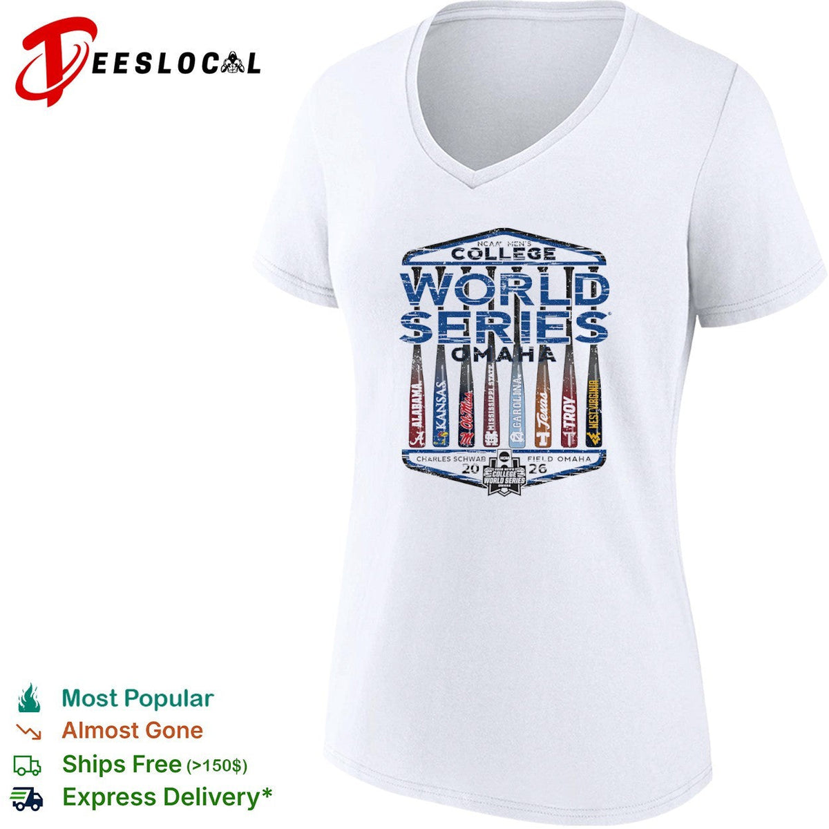 NCAA College World Series 2026 Alabama Kansas Ole Miss Mississippi State Carolina shirt Unisex