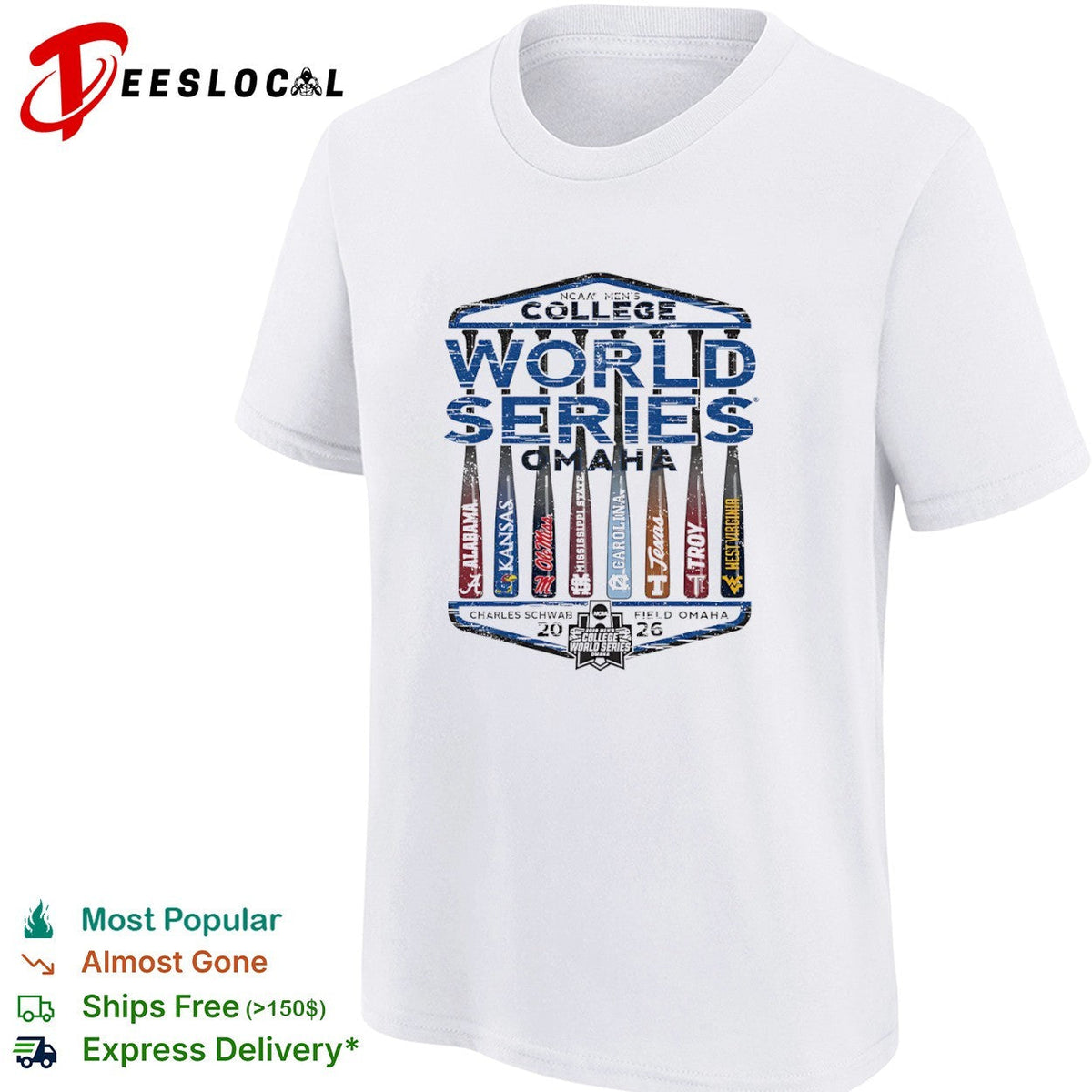 NCAA College World Series 2026 Alabama Kansas Ole Miss Mississippi State Carolina shirt Unisex