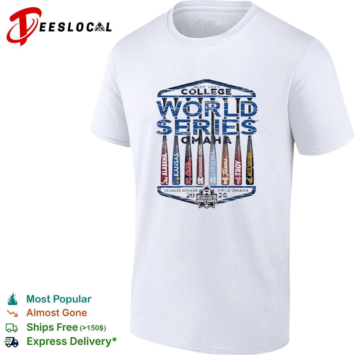 NCAA College World Series 2026 Alabama Kansas Ole Miss Mississippi State Carolina shirt Unisex