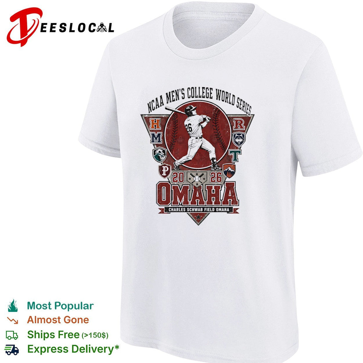 NCAA Men’s College World Series 2026 Omaha Charles Schwab Omaha Baseball shirt Unisex