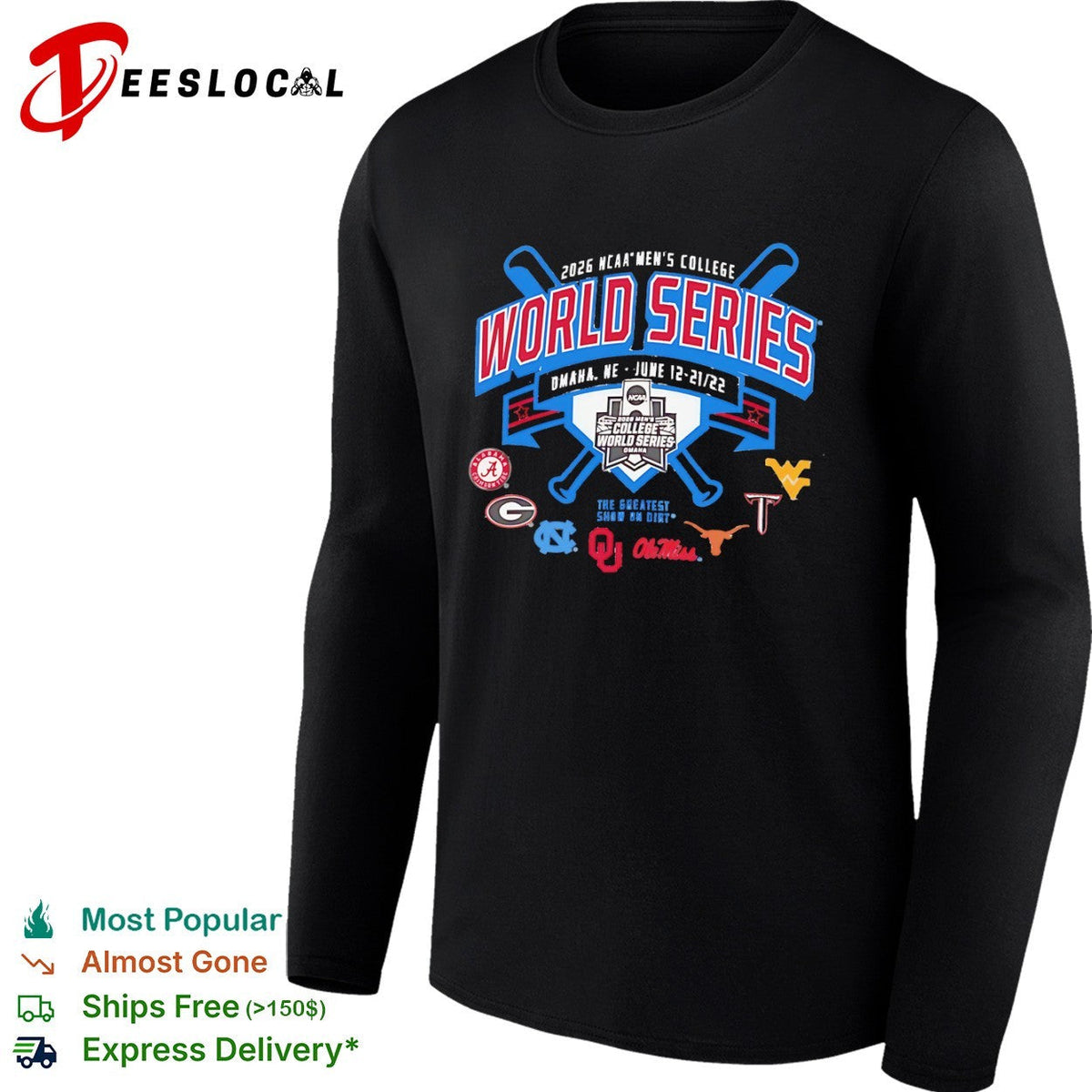 NCAA Men’s College World Series 2026 eight team logos shirt Unisex