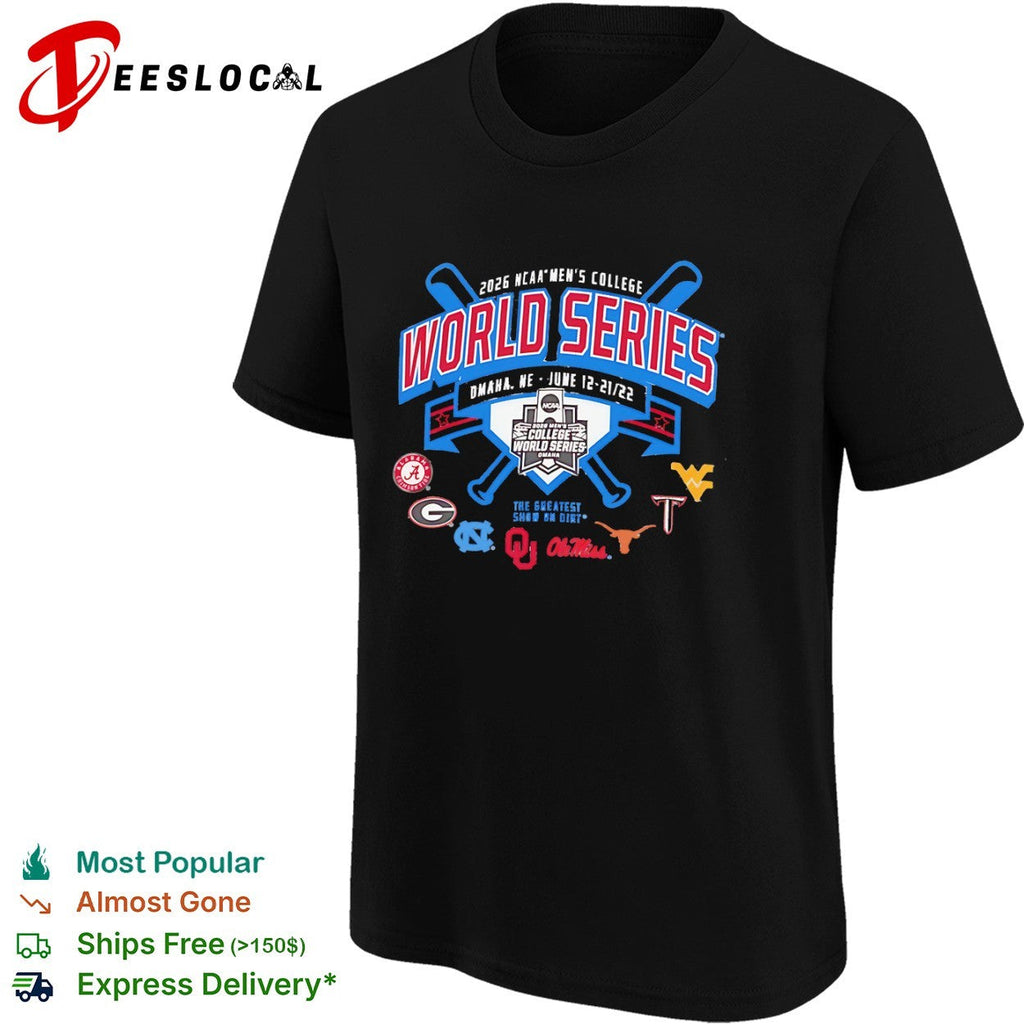 NCAA Men’s College World Series 2026 eight team logos shirt Unisex