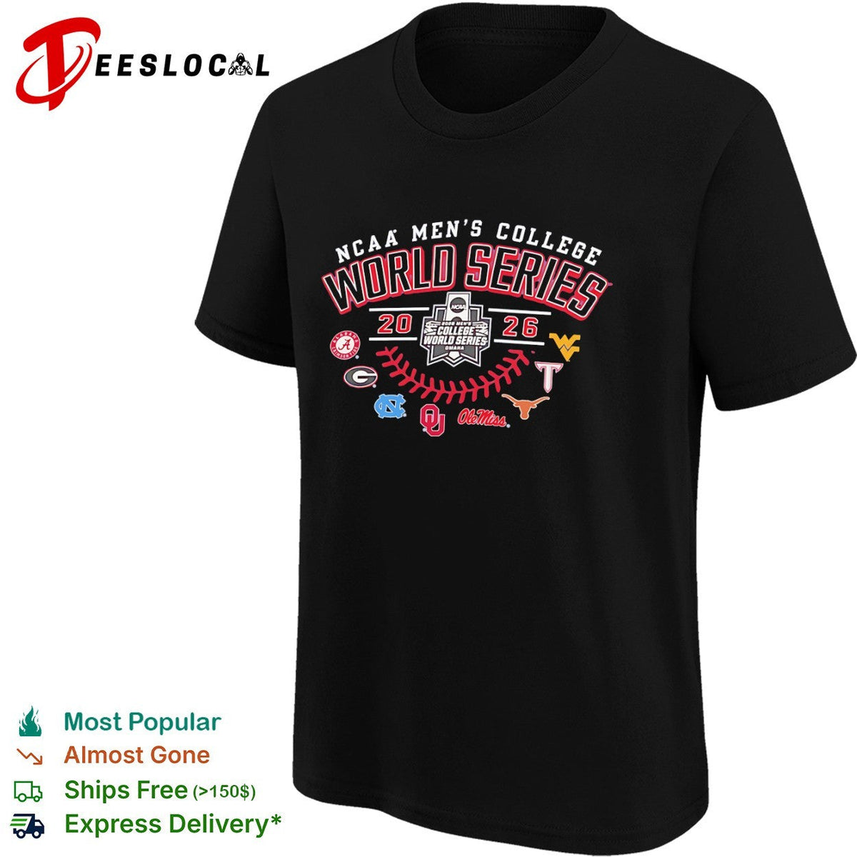 NCAA Men’s College World Series 2026 eight teams logo shirt Unisex