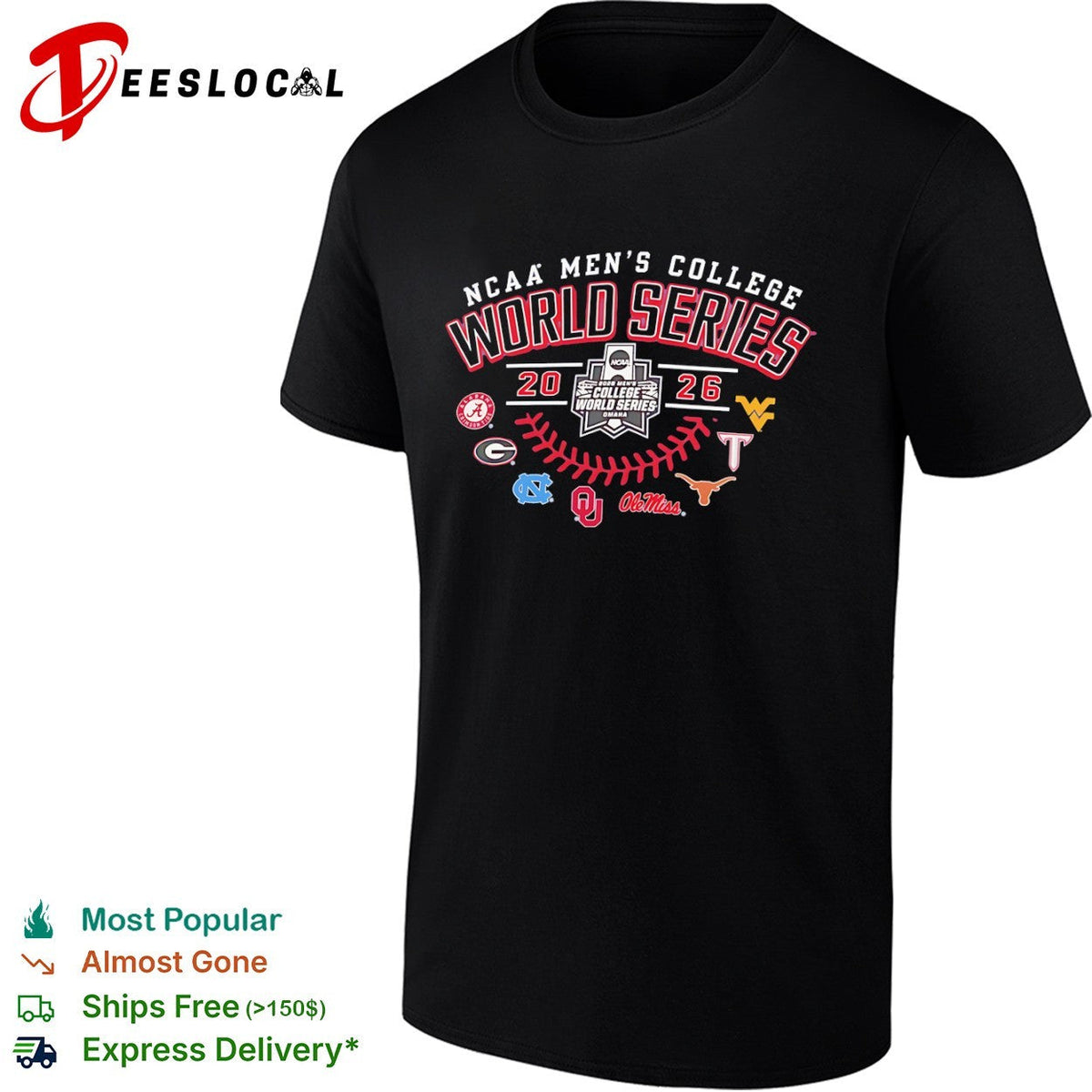 NCAA Men’s College World Series 2026 eight teams logo shirt Unisex