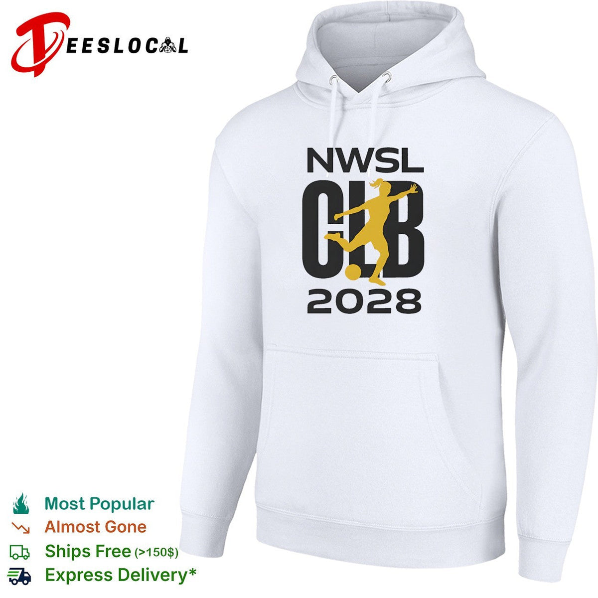NWSL Club 2028 yellow soccer player silhouette bold lettering graphic shirt Unisex