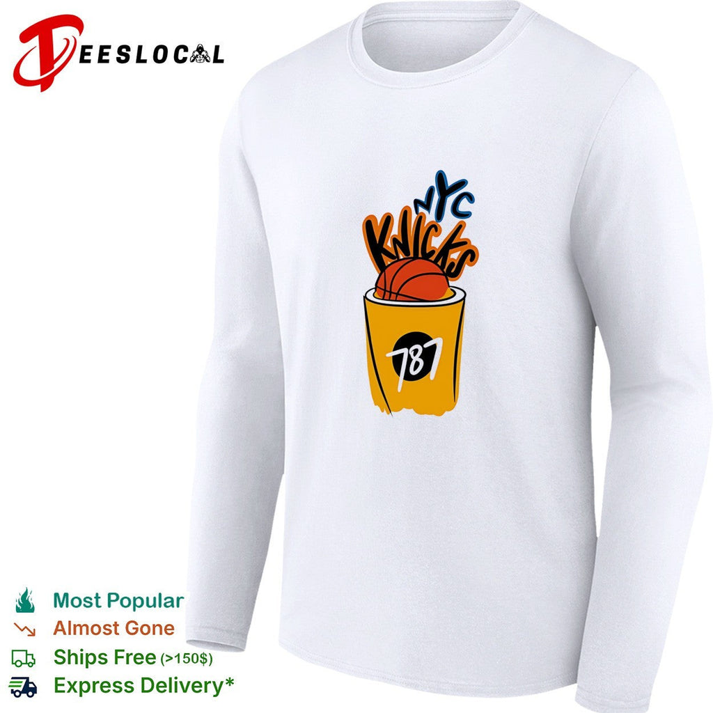 NYC Knicks basketball cup 787 graffiti art white shirt Unisex