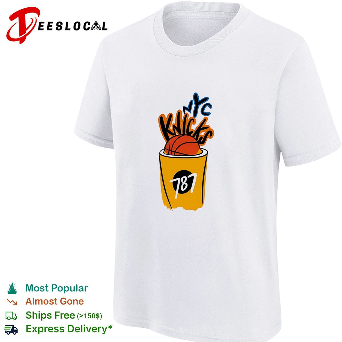 NYC Knicks basketball cup 787 graffiti art white shirt Unisex