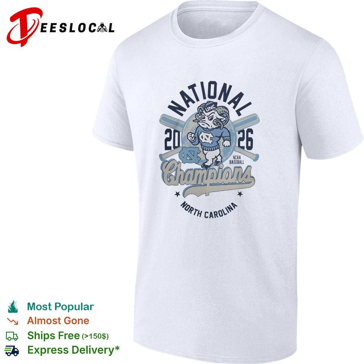 National 2026 Champions North Carolina Tar Heels NCAA Baseball mascot shirt Unisex