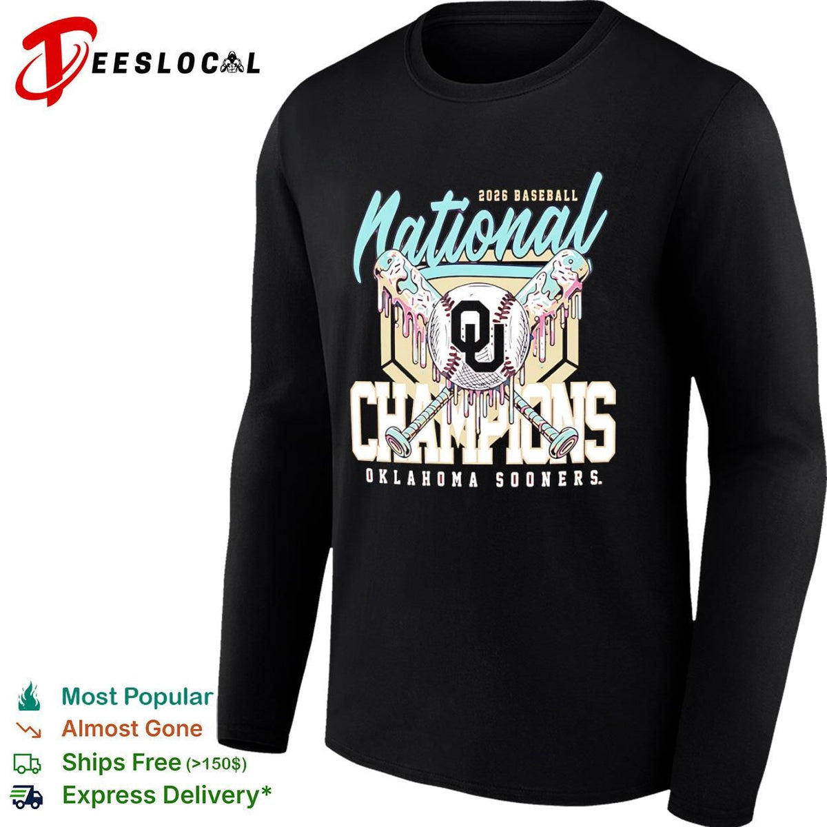 National Champions 2026 Oklahoma Sooners Baseball Melting Ice Cream shirt Unisex