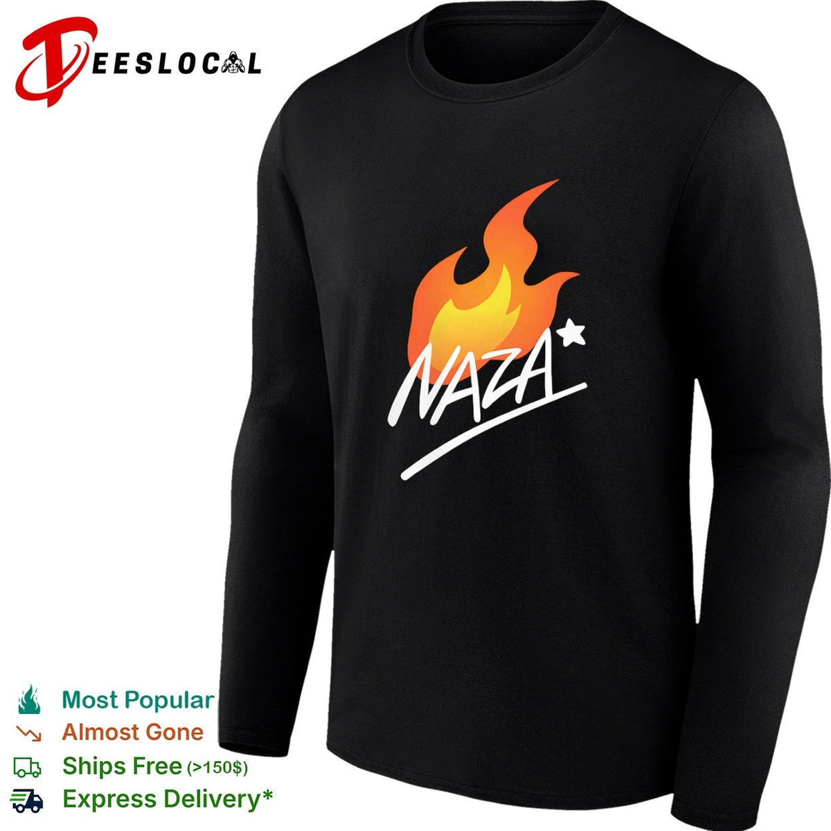 Naza flame graphic logo with star accent shirt Unisex