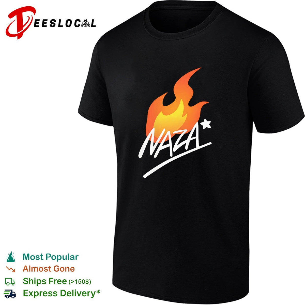 Naza flame graphic logo with star accent shirt Unisex