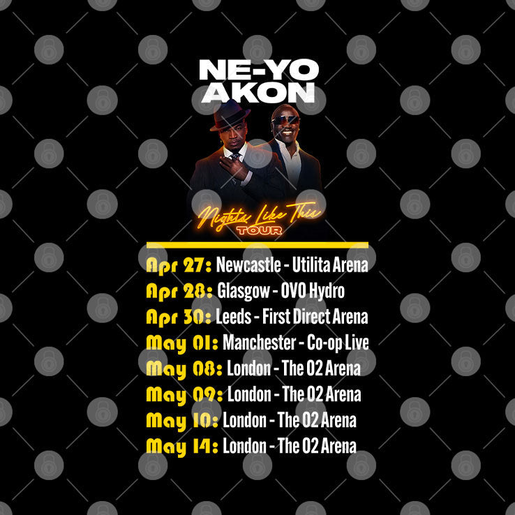 Ne-Yo Akon Nights Like This Tour 2026 Shirt Unisex