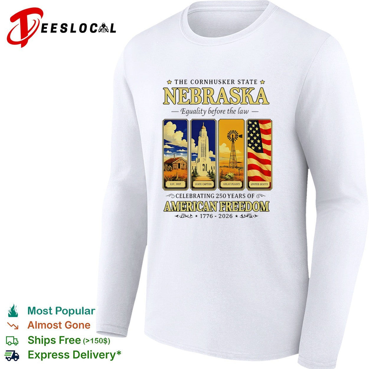 Nebraska The Cornhusker State Equality before the law Celebrating 250 Years shirt Unisex
