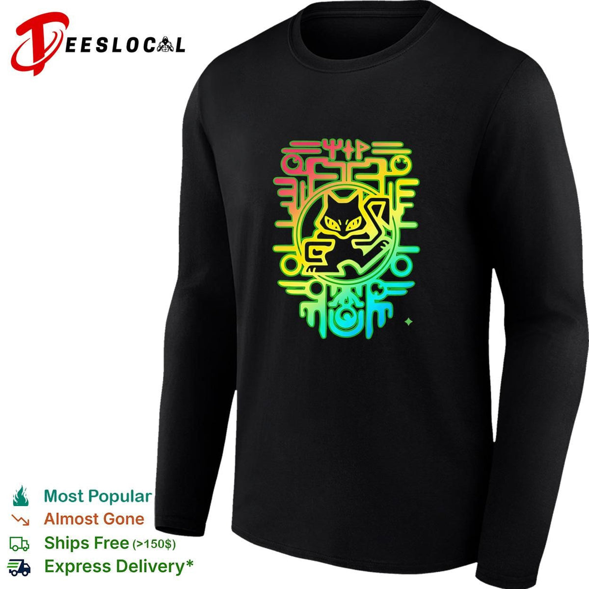 Neon cat circuit board cyber tech colorful art shirt Unisex