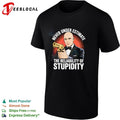 Never underestimate the reliability of stupidity tuxedo bow tie gunman retro shirt Unisex