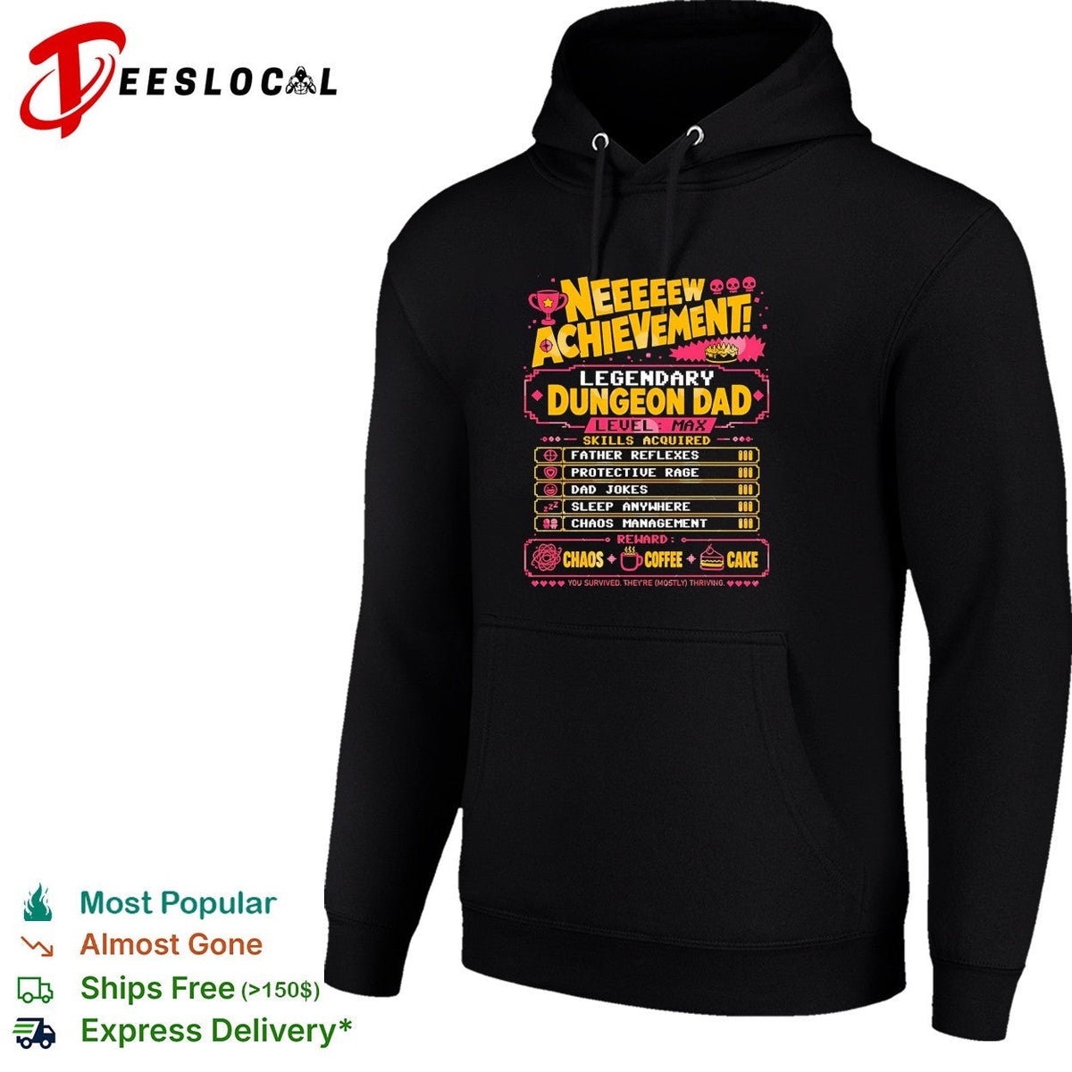 New Achievement Legendary Dungeon Dad Level Max Skills Acquired shirt Unisex