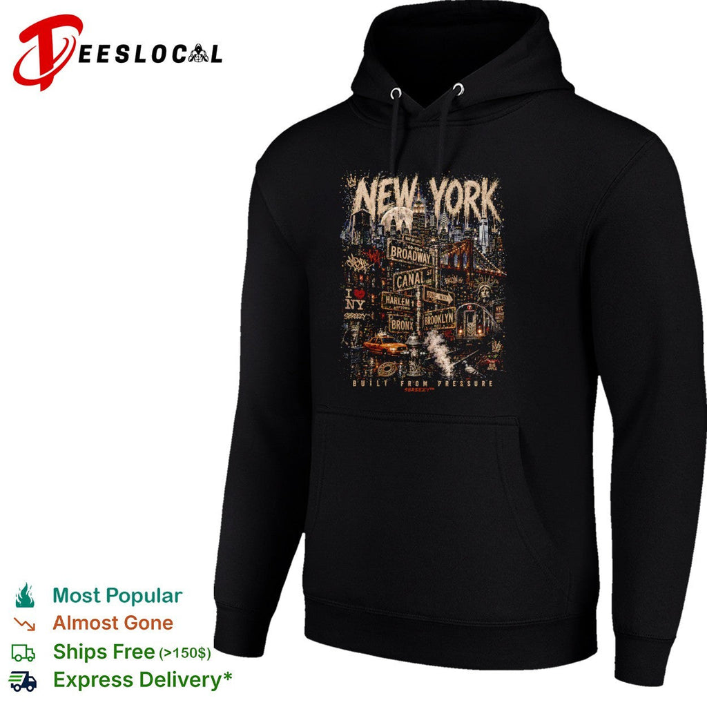 New York Broadway Canal Harlem Bronx Brooklyn Subway Built from Pressure shirt Unisex