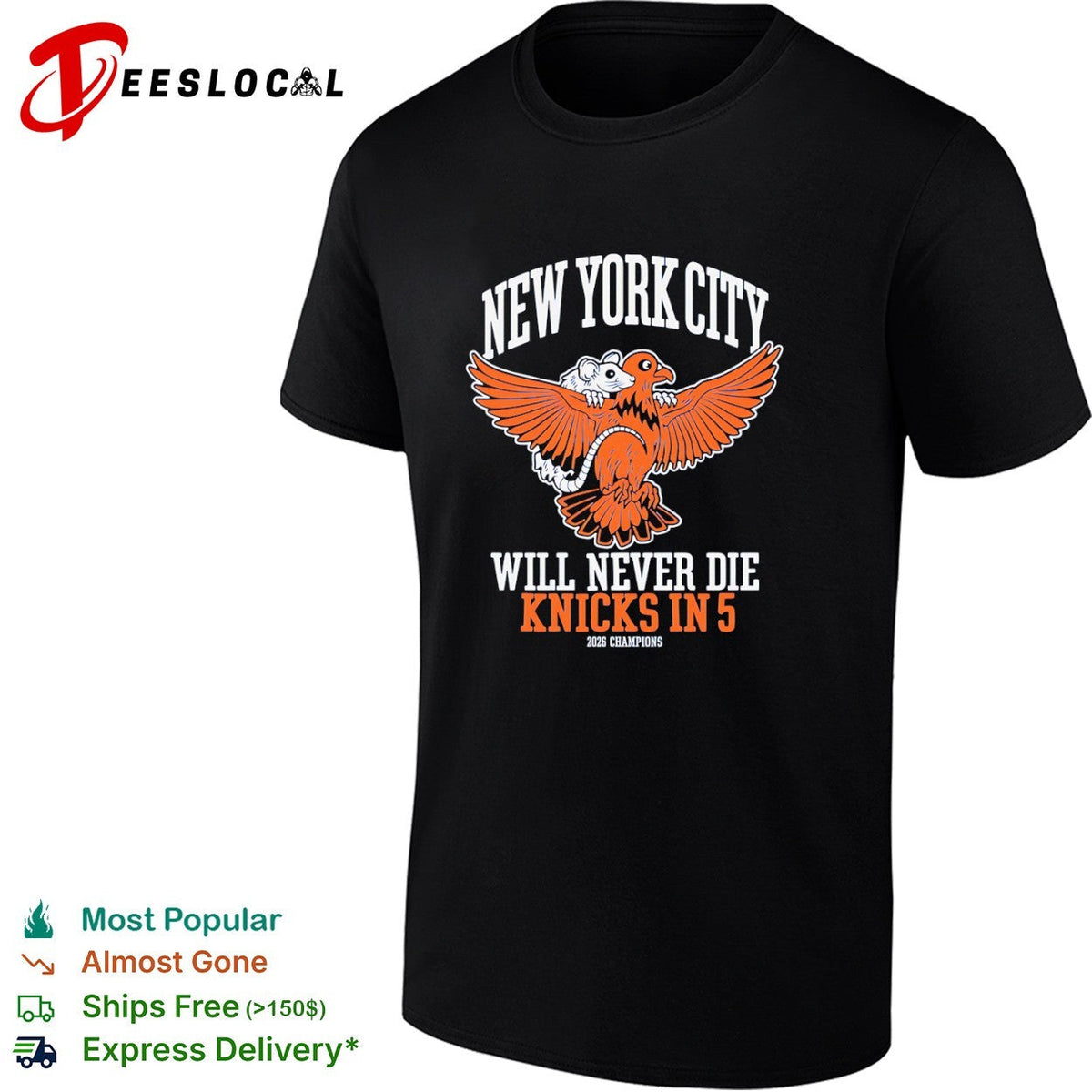New York City Will Never Die Knicks in 5 2026 Champions Rat Bird shirt Unisex