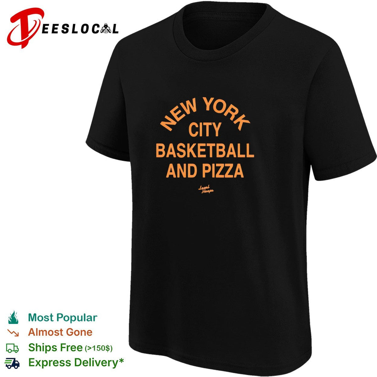 New York City basketball and pizza Local Hoops typography shirt Unisex