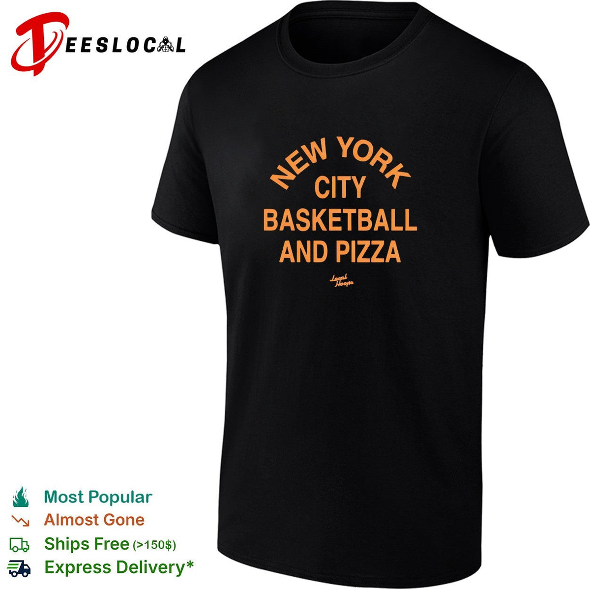 New York City basketball and pizza Local Hoops typography shirt Unisex