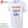New York Kat cat face with basketball hand drawn cartoon mascot graphic shirt Unisex