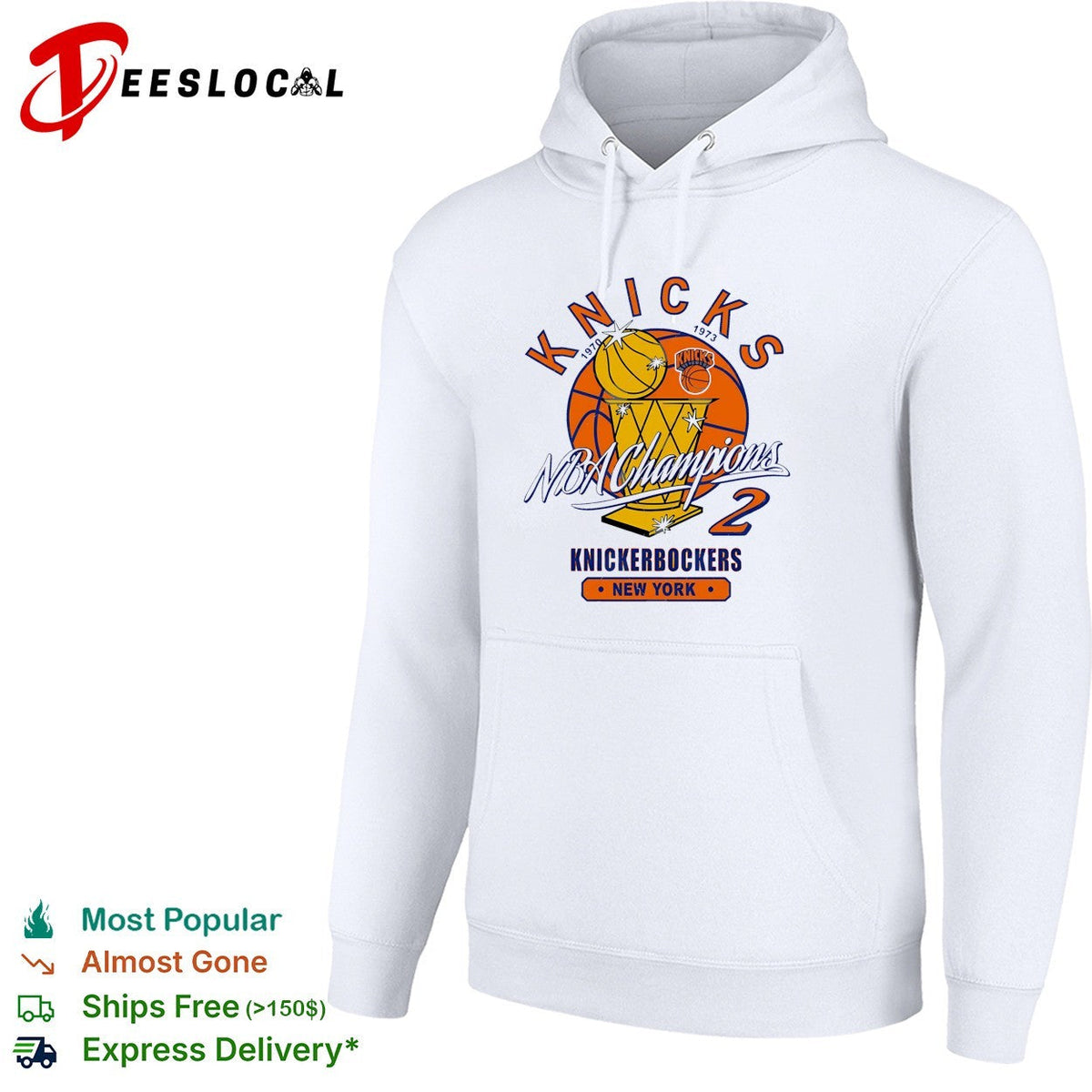 New York Knickerbockers NBA champions 1970 and 1973 trophy basketball shirt Unisex