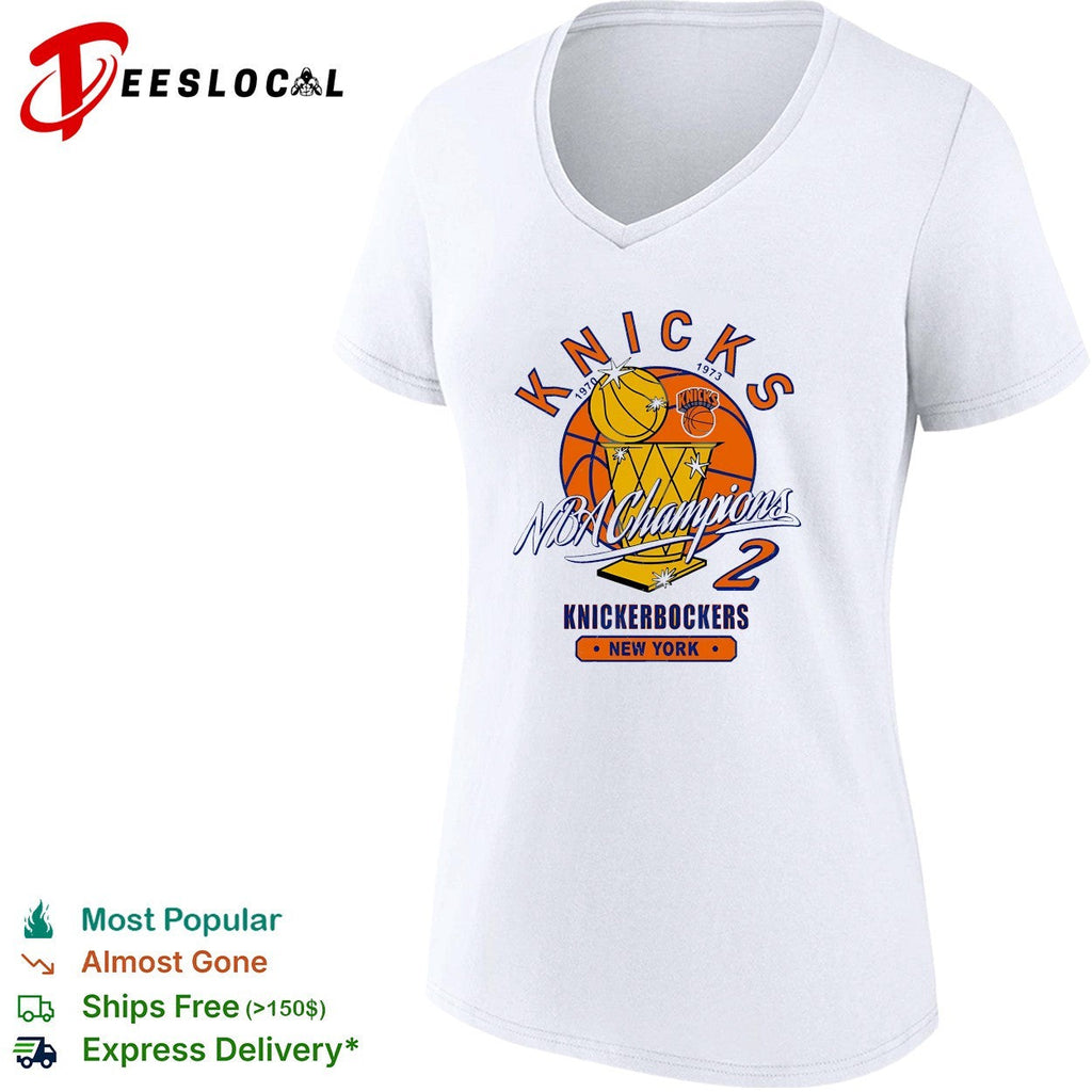 New York Knickerbockers NBA champions 1970 and 1973 trophy basketball shirt Unisex