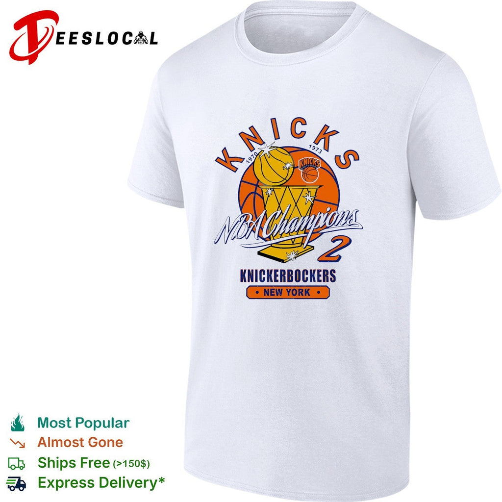New York Knickerbockers NBA champions 1970 and 1973 trophy basketball shirt Unisex