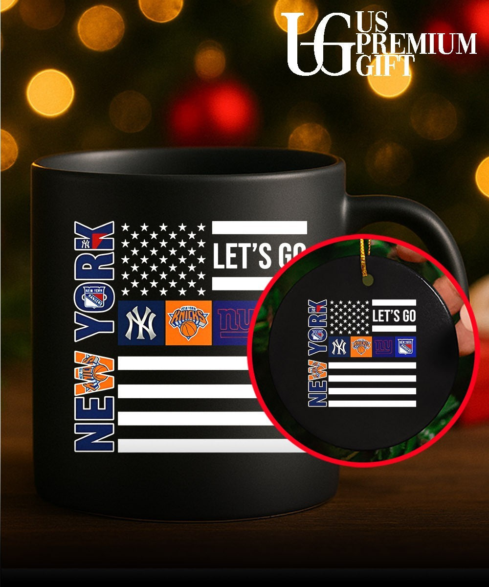 New York Sport Teams Yankees Knicks Giants Rangers American Flag shirt Unisex