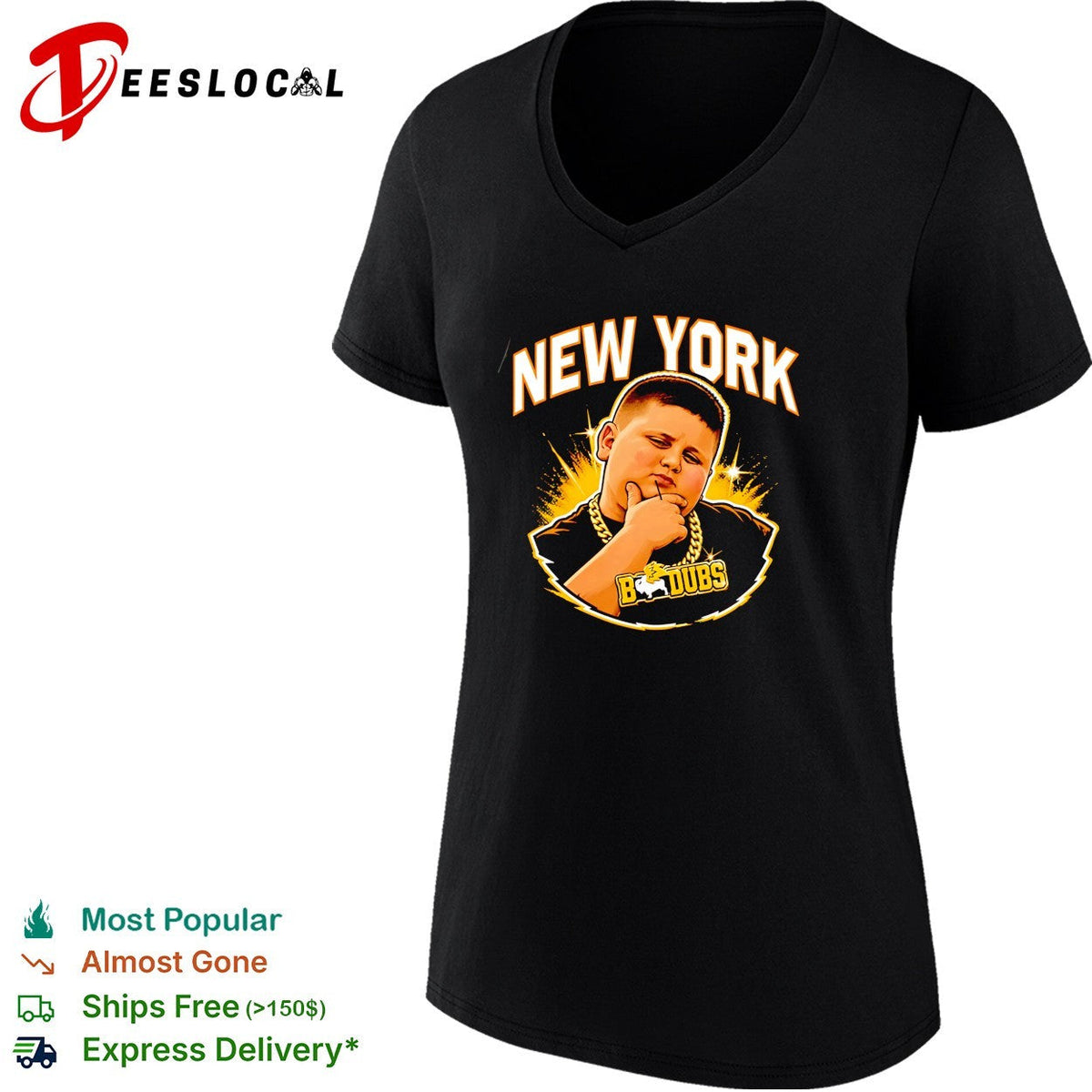 New York kid with chain B Dubs mascot graphic shirt Unisex
