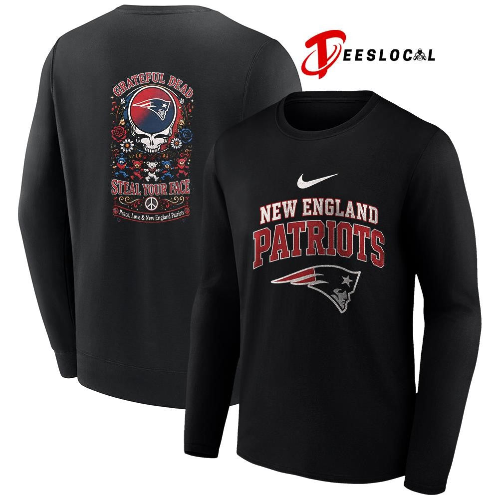 NewEnglandPatriotsxGratefulDeadstealyourfacepeacelovelogoshirt Unisex