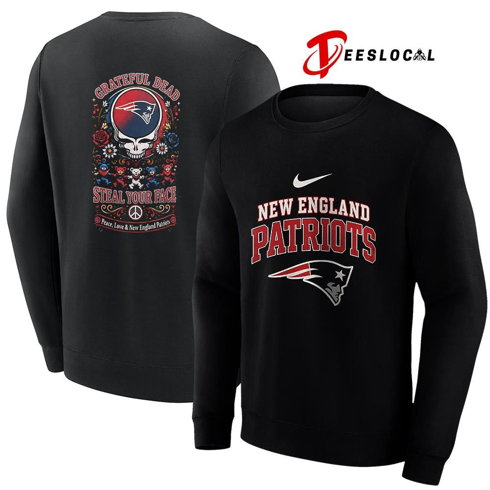 NewEnglandPatriotsxGratefulDeadstealyourfacepeacelovelogoshirt Unisex