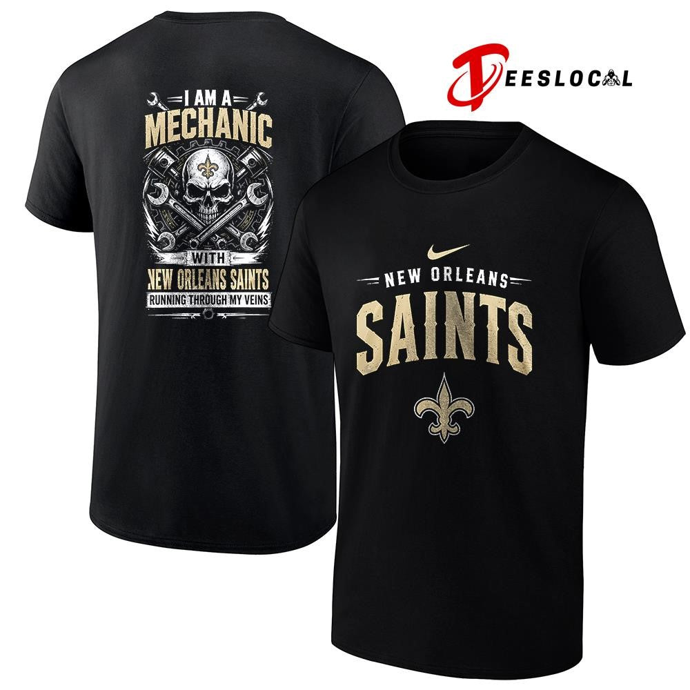 NewOrleansSaintsIamamechanicrunningthroughmyveinsskeletonshirt Unisex