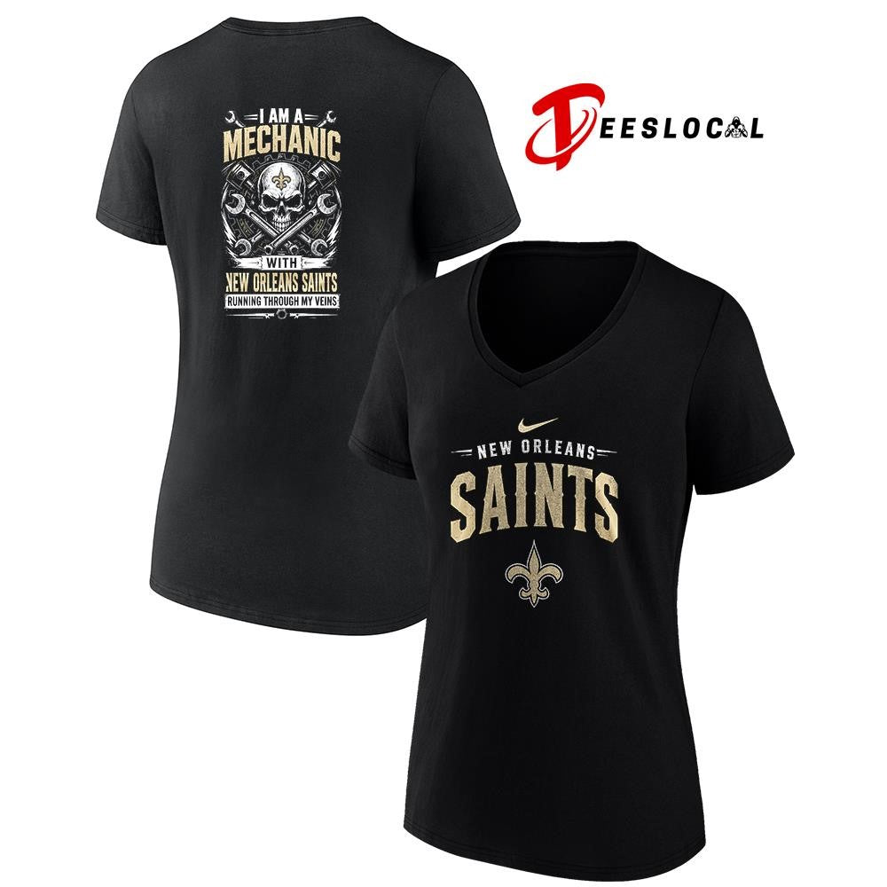 NewOrleansSaintsIamamechanicrunningthroughmyveinsskeletonshirt Unisex