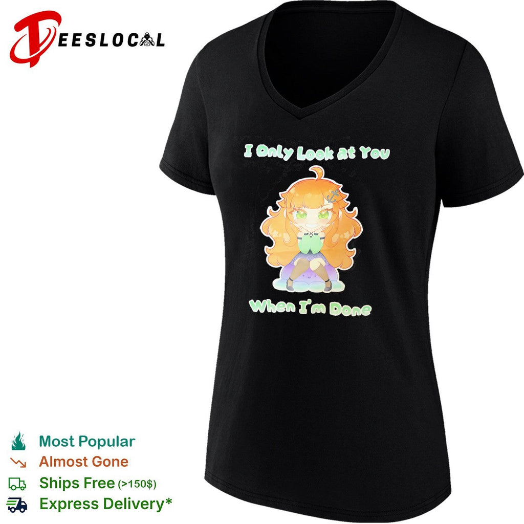 Ninomae Ina nis Hololive I Only Look at You When Im Done chibi anime character shirt Unisex
