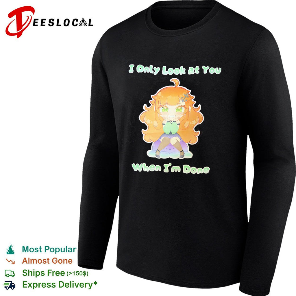 Ninomae Ina nis Hololive I Only Look at You When Im Done chibi anime character shirt Unisex