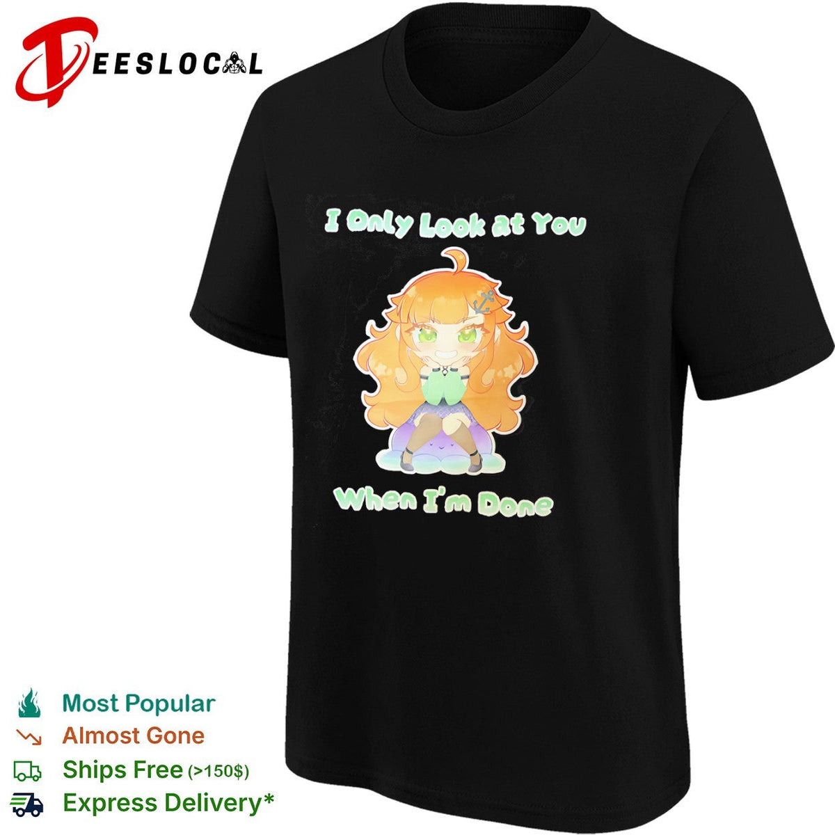 Ninomae Ina nis Hololive I Only Look at You When Im Done chibi anime character shirt Unisex