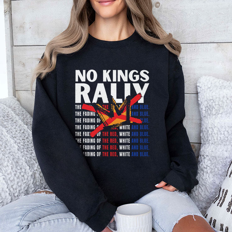 No Kings Rally The Fading Of The Red White And Blue Shirt Unisex