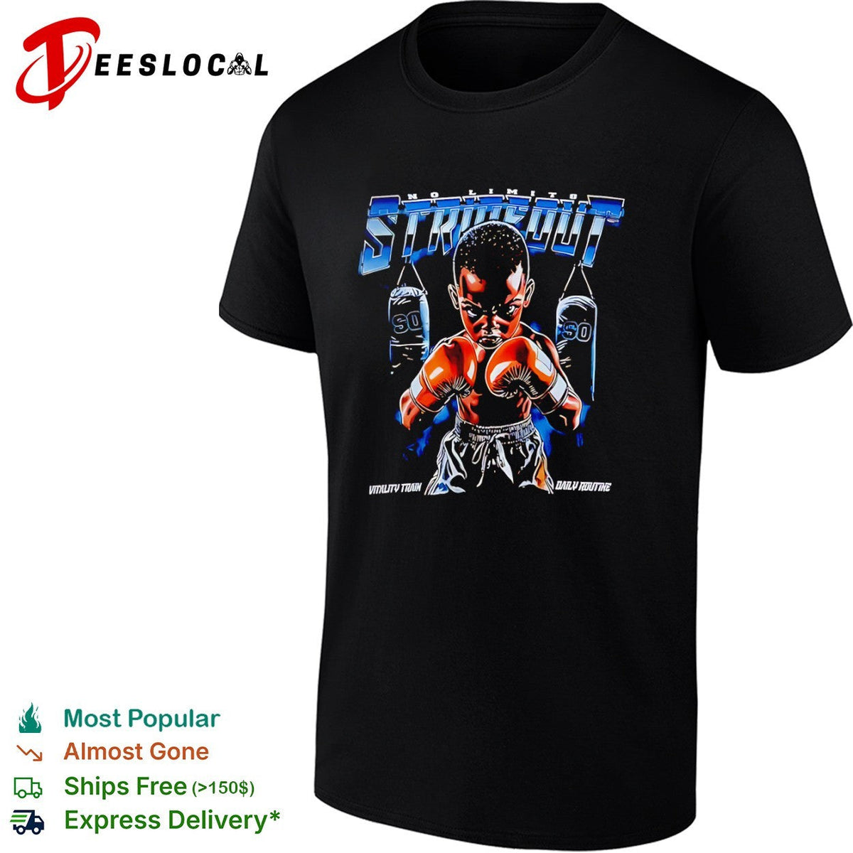 No Limits Strikeout Vitality Train Daily Routine Punching Bag Boxing Combat shirt Unisex