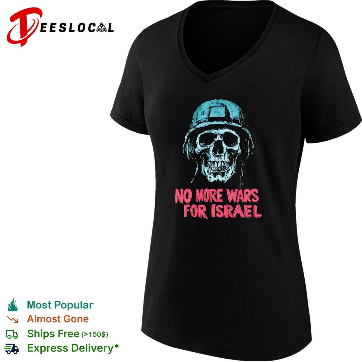 No More Wars for Israel Skull Helmet Military shirt Unisex