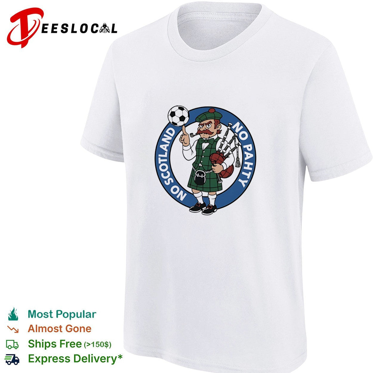 No Pahty No Soctland soccer and bagpipes cartoon shirt Unisex