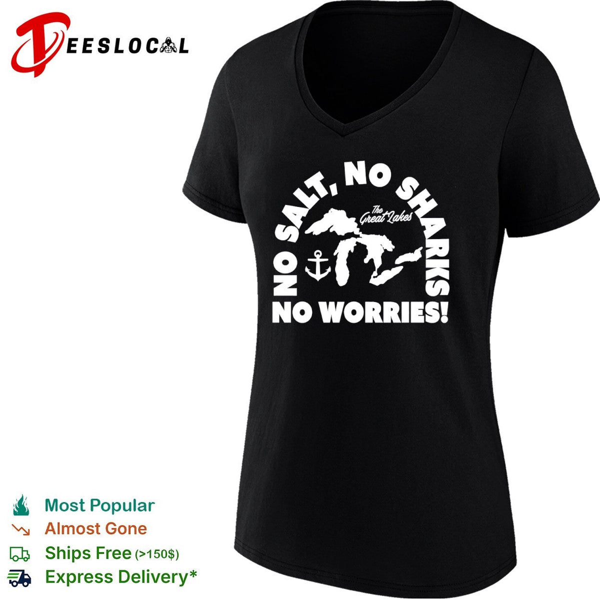 No Salt No Sharks No Worries The Great Lakes shirt Unisex