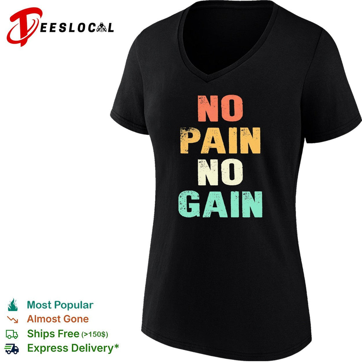 No pain no gain motivational typography quote inspirational quote art shirt Unisex