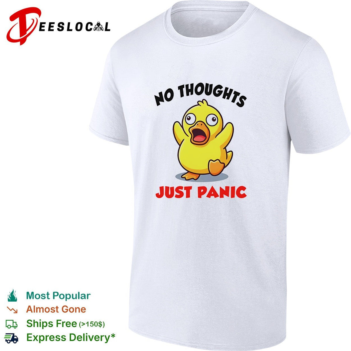 No thoughts just panic duck cartoon anxiety humor shirt Unisex