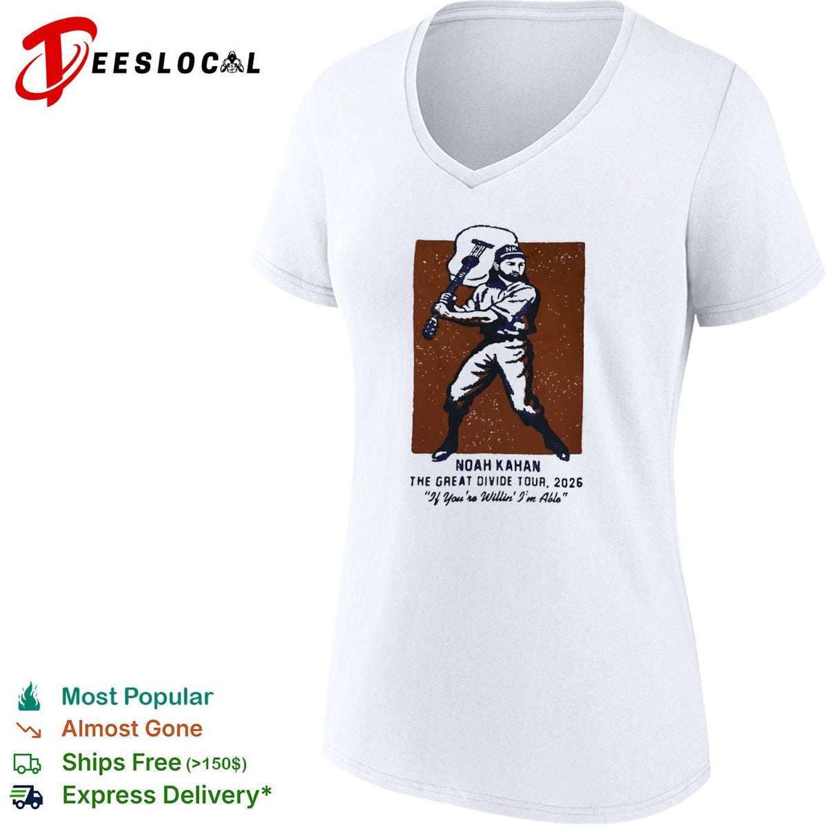 Noah Kahan The Great Divide Tour 2026 If Youre Willin Im Able Baseball Music shirt Unisex