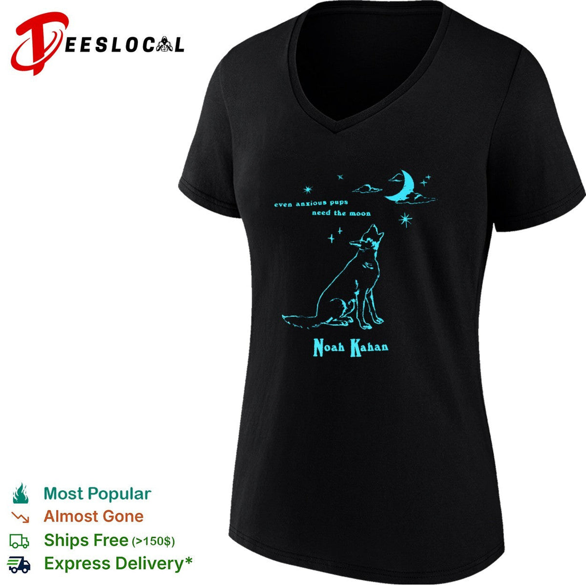 Noah Kahan even anxious pups need the moon howling coyote shirt Unisex