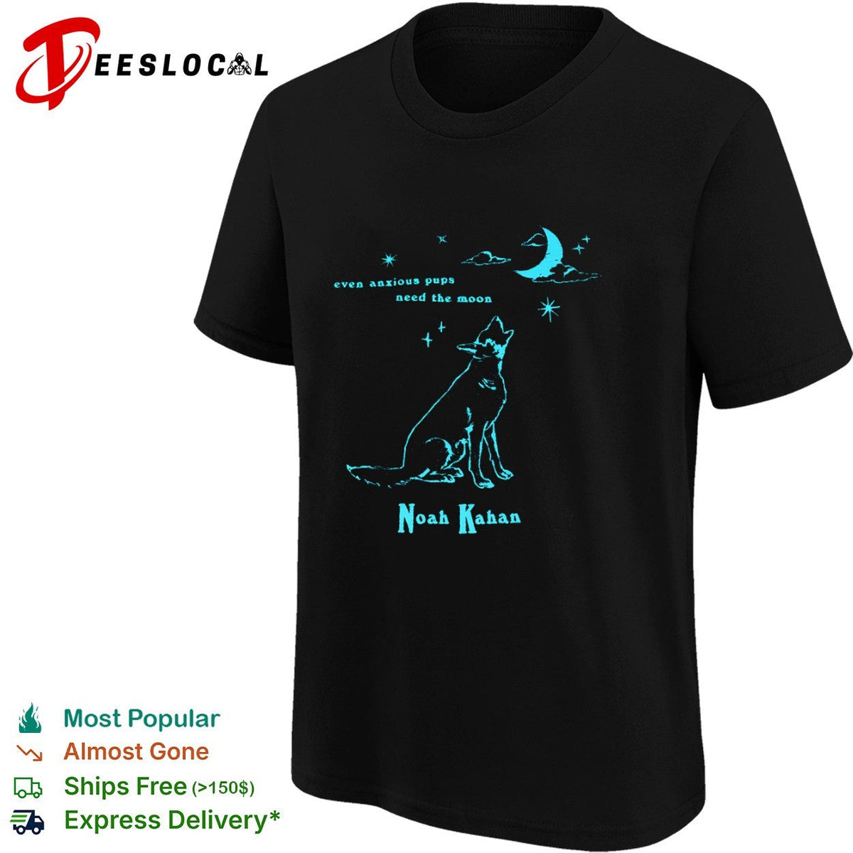 Noah Kahan even anxious pups need the moon howling coyote shirt Unisex